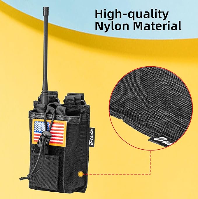 Zeadio MOLLE Compatible Radio Pouch - Versatile Walkie Talkie Holder with Hook and Loop Panel for Two-Way Radio Walkie Talkies, Pack of 2