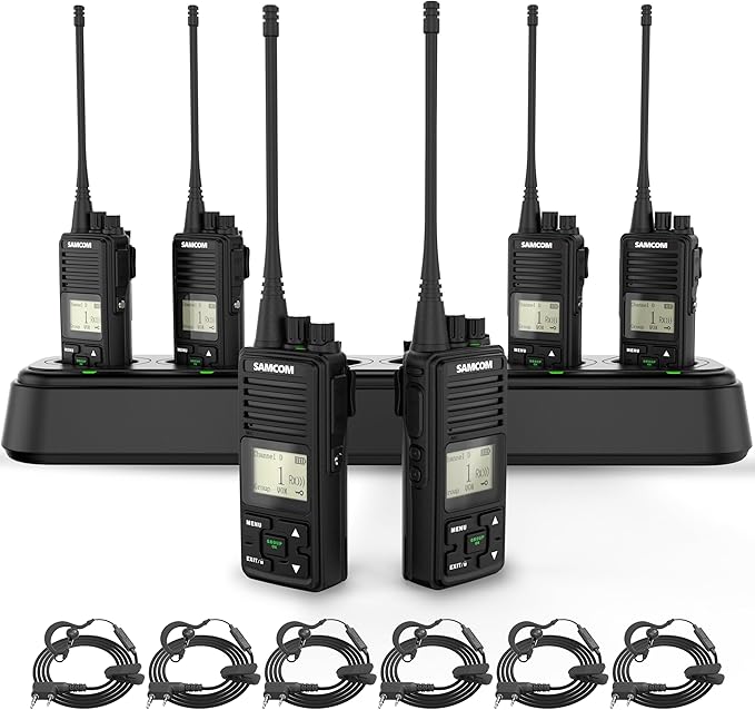 SAMCOM FPCN10A 2 Way Radios with Charging Station, 3000mAh High Power Two Way Radios Walkie Talkies for Adults, Programmable Group Call UHF Handheld Radios for Commercial Church School Security, 6 Pcs
