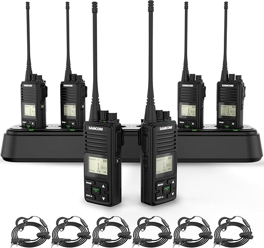 SAMCOM FPCN10A 2 Way Radios with Charging Station, 3000mAh High Power Two Way Radios Walkie Talkies for Adults, Programmable Group Call UHF Handheld Radios for Commercial Church School Security, 6 Pcs