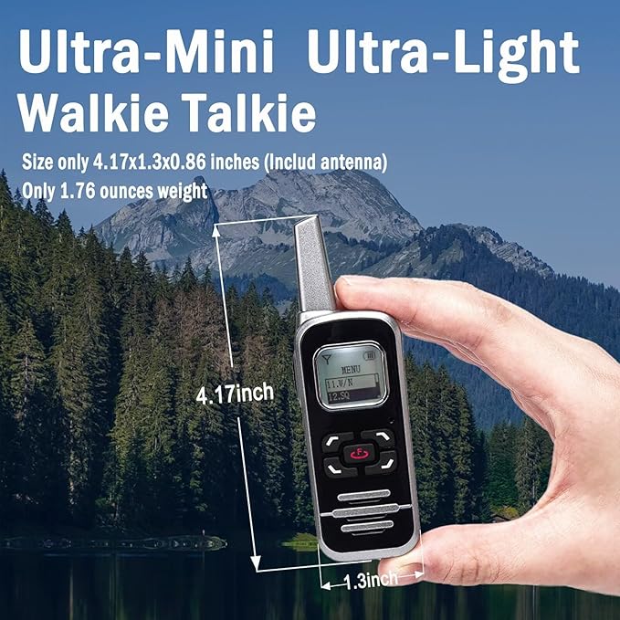 M6P Mini Walkie Talkies,1100mAh Battery Rechargeable,128 Channels,Long Range Walkie Talkies with FM Radio Function,LCD Display,Portable Two Way Radio for Trip Camping Hiking Workplace,2 Pack