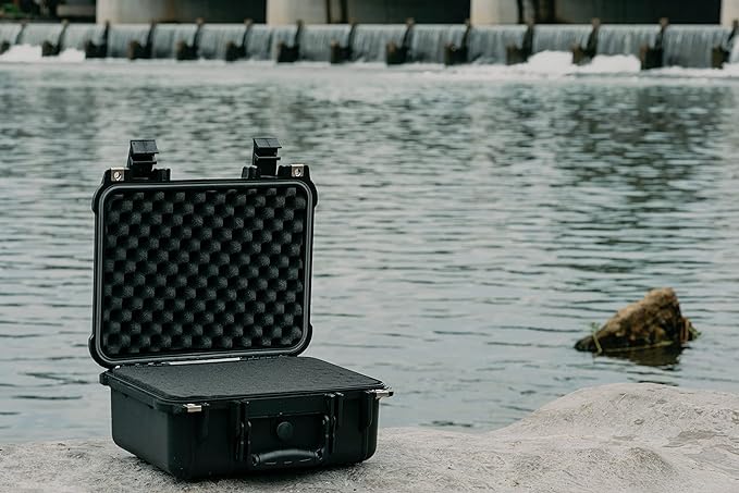 MEIJIA Portable All Weather Waterproof Protective Case,Hard Case,Camera Case With Customized Fit Foam,Fit Use of Drones,Camera,Equipments,Pistols,Elegant Black,13.35 x11.63x5.98inches