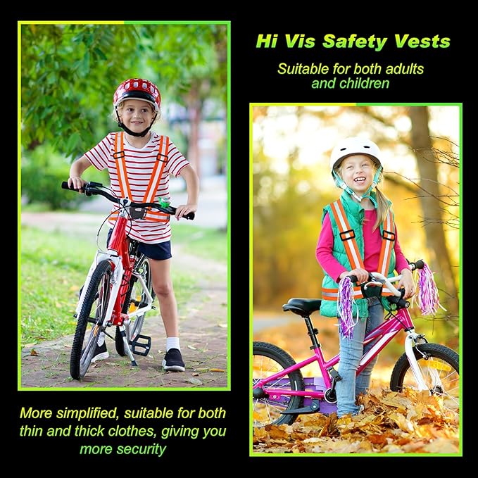 Hercicy 12 Pcs Reflective Vest High Visibility Safety Vests, Adjustable Running Gear Straps Lightweight Reflector for Construction (Orange)