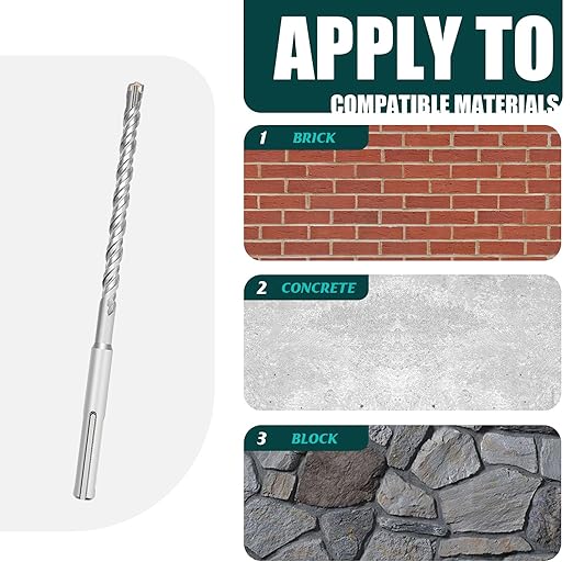 1/4 in x 10.2 in （ 6 x 260mm SDS Plus Rotary Hammer Drill Bit, Concrete Drill Bit,Masonry Drill Bit for Concrete, Brick and Cement (Length : 260mm / 10.2 inch, 1/4 inch （ 6mm)
