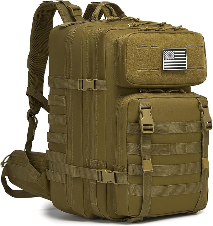 Tactical Backpack for Men, Water Resistant 45L Military Backpack, for Hiking, Camping, Gym with Molle System