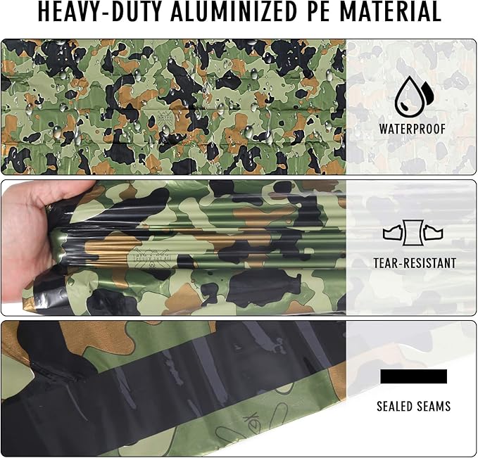 Delmera Emergency Sleeping Bag, Lightweight Survival Sleeping Bags Waterproof Thermal Emergency Blanket, Bivy Sack Survival Gear for Outdoor Adventure, Camping, Hiking, Orange, Green