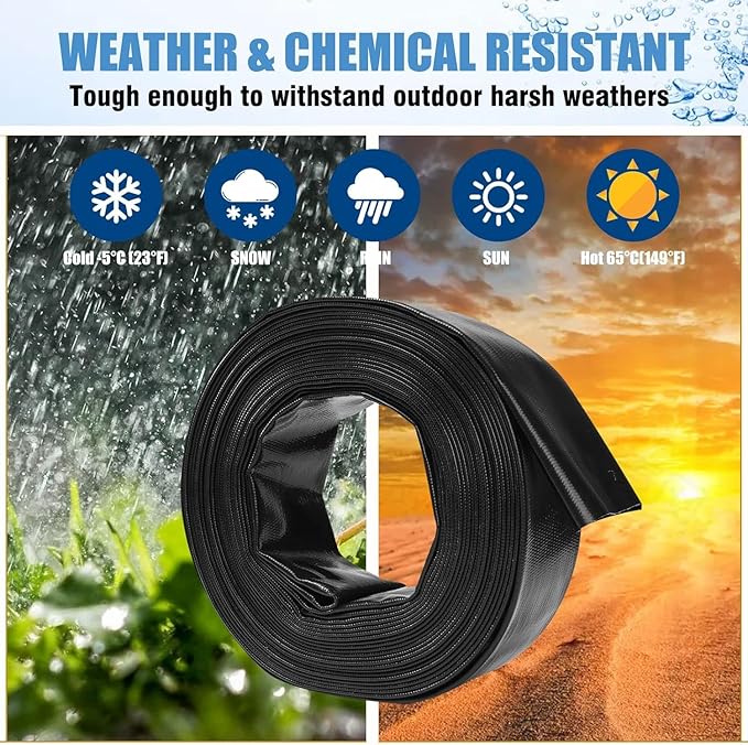 Eastrans 3'' x 50 FT Pool Backwash Hose with 2 Hose Clamps,Extra Heavy Duty Discharge Hose,Drain and Filter Pump Hoses for Swimming Pool,Super wear-resistant,weather blast