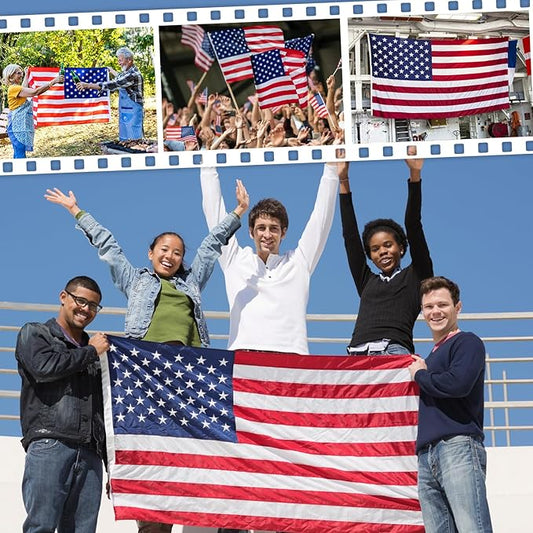 American Flag 8x12 FT Outdoor, Heavy Duty High Wind Extra Large US Flag, Embroidered Stars, 4 Brass Grommets, Giant Indestructible Tough USA Flags Suitable for Outside