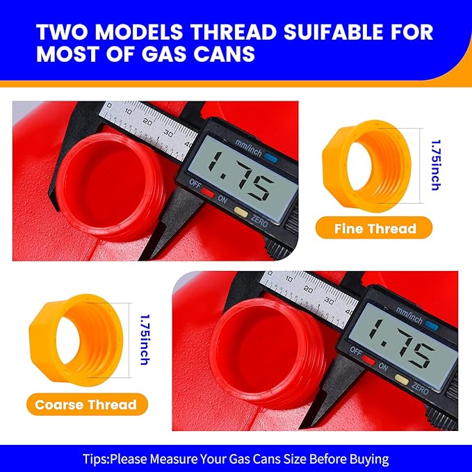 Gas Can Nozzle Replacement Set - 1/2/5/10 Gallon, Leak-Proof Spouts with Flexible Nozzles, Screw Collar Caps, Spout Cover, Base Cap, Drill Bit