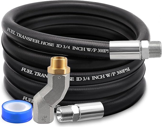 3/4" Fuel Transfer Hose 10FT,Farm Pump Hose Male NPT Connector with Fuel Hose Swivel for Gasoline,Diesel,Biodiesel