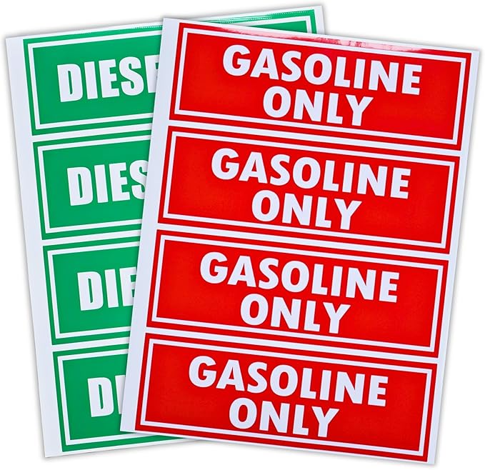 8PCS Diesel Only and Gasoline Only Decal Combo Vinyl Labels for Trucks Cars Fuel Caps Durable Weather Resistant 2 Inch x 6 Inch