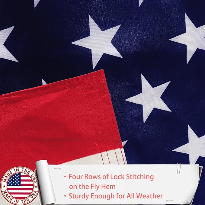 American US Flag 5x8 Outdoor Made in USA - Double Sided Heavy Duty Vivid Color United States Flag Banners with 2 Brass Grommet