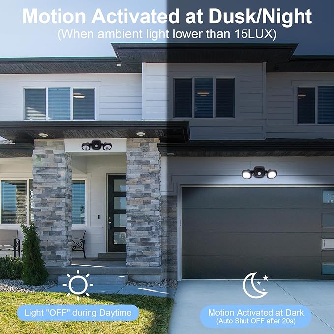 Battery Operated Motion Sensor Outdoor Lights 2 Pack - Wireless LED Flood Lights with Remote, Motion Activated Security Light Waterproof for Outside House Garage Porch Shed Yard Exterior Light