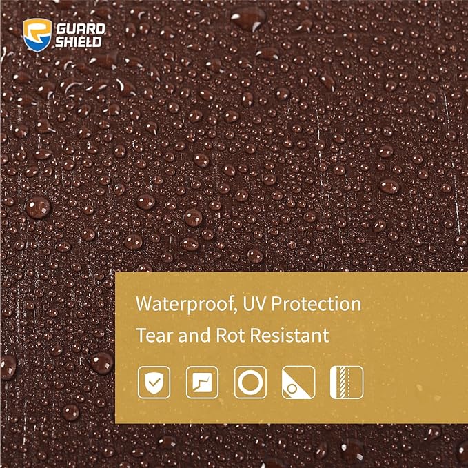 GUARD SHIELD Brown Tarp 20x30 Feet Large Plastic Tarps Heavy Duty Waterproof Outdoor Tarpaulin Cover 12mil