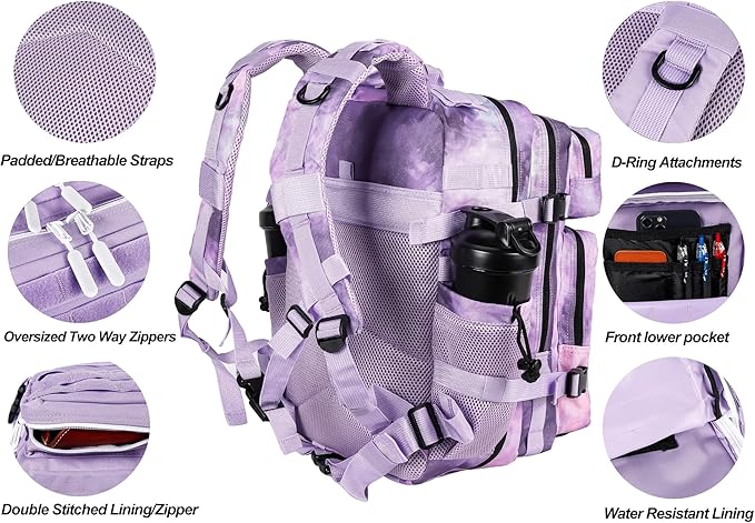 LHI Tactical Military Backpack for Men and Women 25L/35L Army Assault Pack Bag Small Rucksack with Bottle Holder