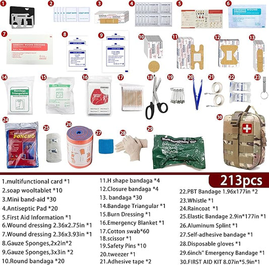 Universal IFAK Trauma First Aid Kit Molle Pouches Emergency Survival Kit Suitable for Home, car, Travel, Camping, Hiking, Sports, Outdoor Emergencies-Quick Response First Aid Essentials(CP)
