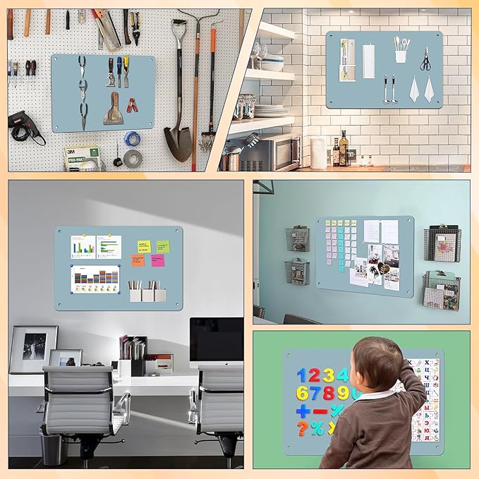 2Pack Magnetic Board 17.5" x 11.4" Magnet Bulletin Board is Suitable for displaying Notes, Photos,Magnetic Letters,Suitable for Walls, refrigerators, cabinets, etc（Blue）