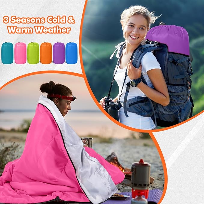 Macarrie 6 Pack Bulk Sleeping Bags for Homeless Donation, 0 Degree Waterproof Sleeping Bags with Compression Sack for Adults Winter Cold Weather Care Camping Hiking Emergency