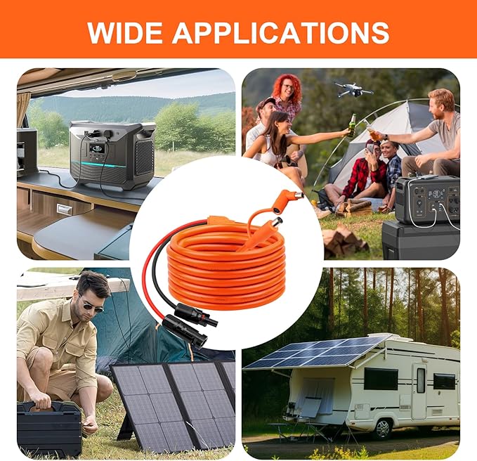 35FT Solar Panel Connectors to DC 8mm Adapter Cable, 12AWG+14AWG Solar Cable Cord with DC8020/7909,Compatible with Jackery, Anker,GZ Yeti,BLUETT Portable Power Statio,Solar Generator