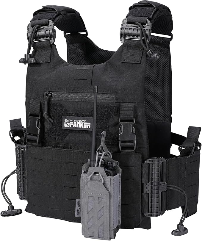 EXCELLENT ELITE SPANKER Tactical Universal Radio Holster Holder Molle Radio Pouch Adjustable for Duty Belt,Vest for Two Ways Walkie Talkie