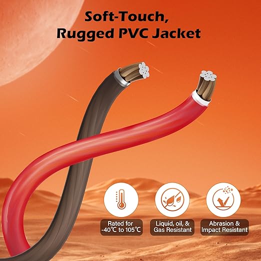 4 Gauge AWG Power/Ground Wire Cable 10 Ft Black+10 Ft Red, High Power Shielded CCA Soft Automotive Welding Battery Wiring Kit,for Car Audio Amp Speaker RV Trailer Marine Solar+ Lugs&Heat Shrink Tubes