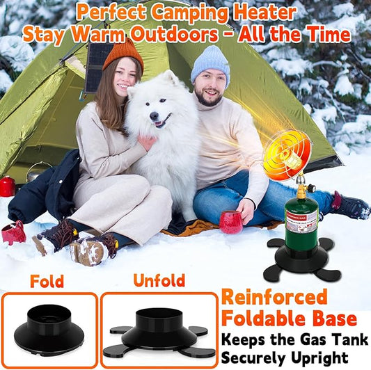 Portable Propane Heater for Camping, Outdoor Small Space Patio Heater with Control Valve, Radiant Cordless Garage Tent Heaters with Foldable Gas Tank Holder for Hiking Ice Fishing Hunting Backyard