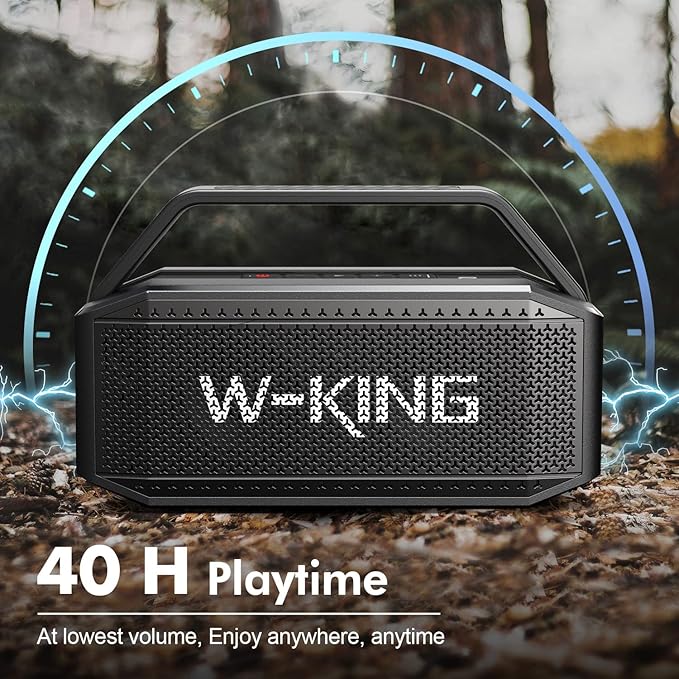 W-KING Portable Loud Bluetooth Speaker, 100W Max Waterproof Outdoor Speakers Bluetooth Wireless, IPX6 Party Big Large Speaker Boombox 2 Subwoofer-60W Exlarge Deep Bass Radiator/2 Pairing/40H/TF/AUX/EQ