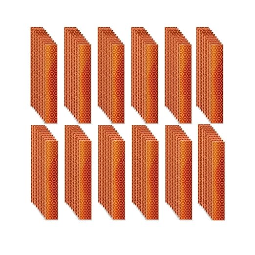 Orange Reflective Stickers 1 inch X 6 inch, Outdoor Waterproof High Visibility Warning Safety Adhesive Reflector Tape (120 Pcs)