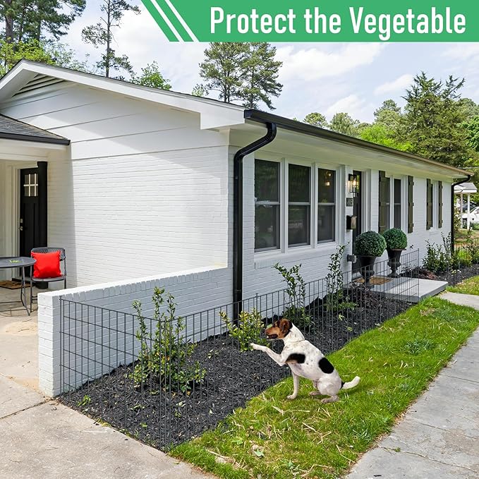 10 Panels Garden Fence Dog Fence Outdoor for Yard,40in H x 23.6ft L Rustproof Metal Fencing with Ground Stakes|No Dig Temporary Animal Proof Containment for Pets/Rabbits|Durable Patio Security Panels