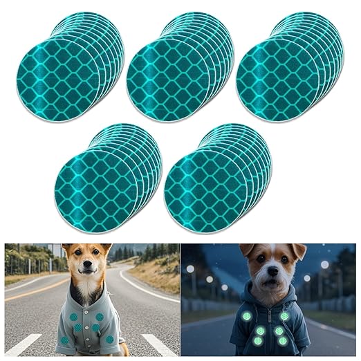Non Fading Green Reflective Stickers 1-inch Diameter Round Reflector, Outdoor Waterproof High Visibility Warning Adhesive Tape (50 Pcs)