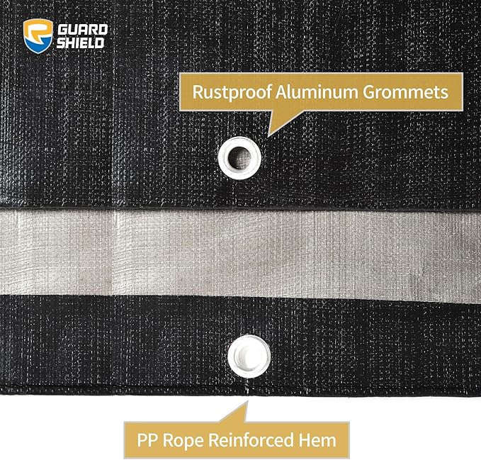 GUARD SHIELD Super Heavy Duty Black/Silver Ploy Tarp Cover 16x20 Feet Waterproof Tarps 16mil Thick UV and Tear Resistant Tarpualin