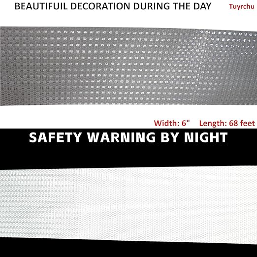 White Reflective Tape Outdoor Waterproof 6 inch Wide, High Visibility Warning Industrial Marking Tape,Safety Stickers (68 feet)