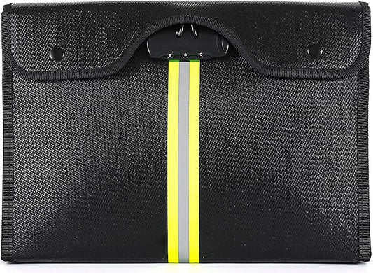 Fireproof Document Bag with Lock, Important Document Organizer for Home Safe, Waterproof Money Bag for Cash, Birth Certificate, Legal File, Passport