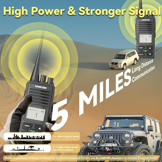 SAMCOM FPCN10A Walkie Talkies for Adults Long Range Two Way Radio, 6 Packs Heavy Duty UHF Handheld 2 Way Radios with Earpiece, 3000mAh Rechargeable Battery, Programable, Dual PTT Group Call