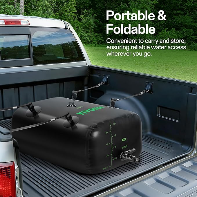 VIVOSUN 400 L/106 Gal Water Storage Bladder, Foldable and Portable Water Tank, Water Storage Bag Containers for RV, Camping, Garden, Irrigation, Drought Resistance, Firefighting
