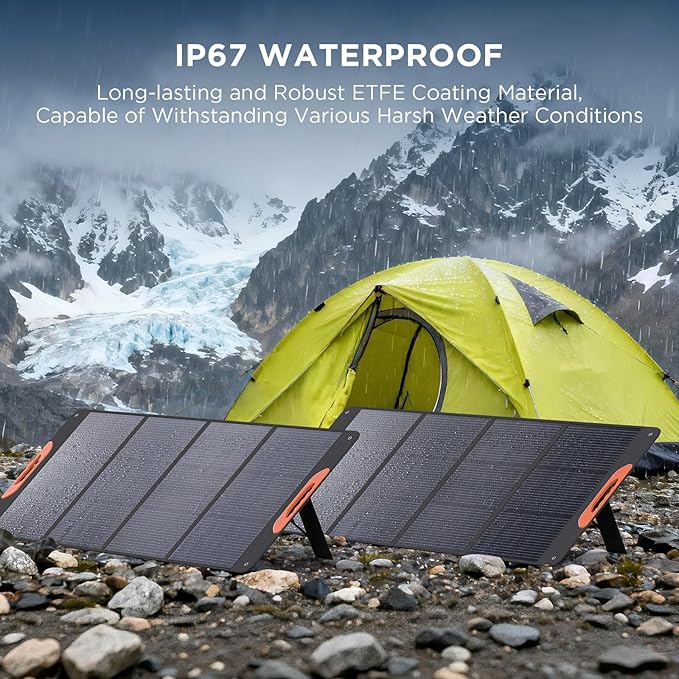 320 Watt N-Type 16BB Portable Solar Panel with Bypass Diodes, RV Essentials,2PCS 160W 20V Foldable Solar Charger for Power Station,25% High Efficiency IP67 Waterproof 3 Kickstands for RV Camping