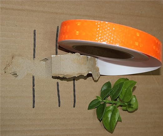 Industrial Reflective Tape Orange 1 inch Wide, Outdoor Waterproof High Visibility Safety Warning Adhesive Strips (66 feet, 5 Rolls)