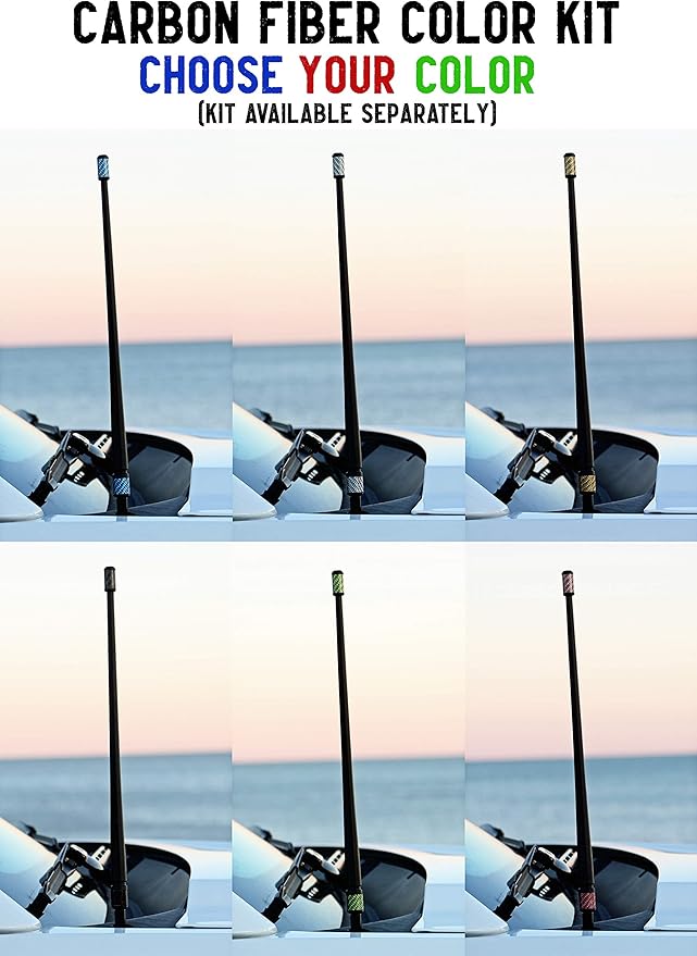 Votex - The Spartan - 13 3/4 Inch Short Flexible Rubber Antenna fits Nissan Titan (2004-2018) - Black Carbon Fiber Trim - Tuned Internal Copper Coil
