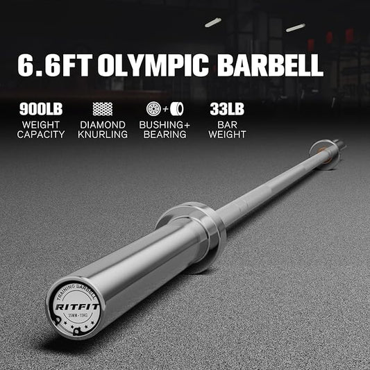 RITFIT 7FT Olympic Barbell for Strength and Weightlifting Training - 2 Inch Olympic Bar for Squat, Deadlift, Bench Press, Curl, Overhead Press - 500lbs/1000lbs/1500lbs Capacity