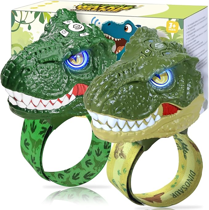 Vvinca Dinosaur Walkie Talkies for Kids 2 Pack - Toys for Boys Age 3-5 5-7 8-12 T-Rex Adjustable Wrist Strap Long Range Clear Sound Outdoor Camping Gears Christmas Birthday Easter Gifts, Green