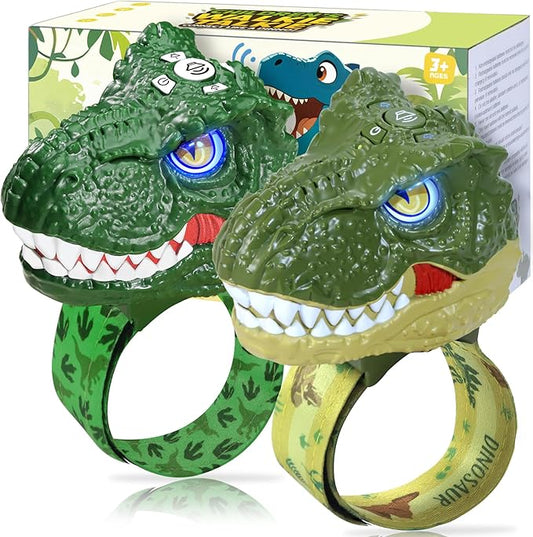 Vvinca Dinosaur Walkie Talkies for Kids 2 Pack - Toys for Boys Age 3-5 5-7 8-12 T-Rex Adjustable Wrist Strap Long Range Clear Sound Outdoor Camping Gears Christmas Birthday Easter Gifts, Green
