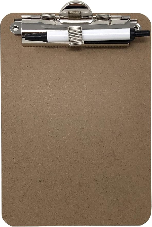 Trade Quest Mini Clipboard 5'' x 7'' Pen Holder Clip (Pen Included) (Pack of 12)