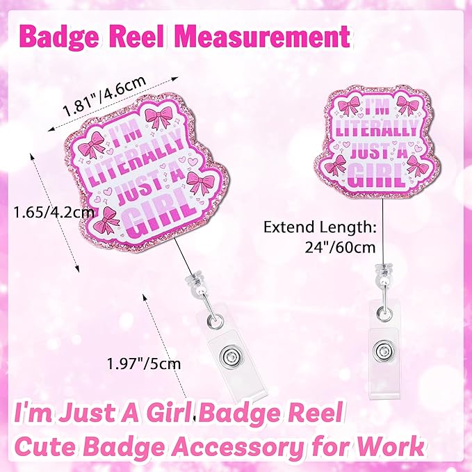 Im Literally Just a Girl Badge Reel with Alligator Clip Funny ID Badge Holders Cute RN LPN CNA MA PCT Badge Buddy Nursing Medical Students Nurse Accessories for Work