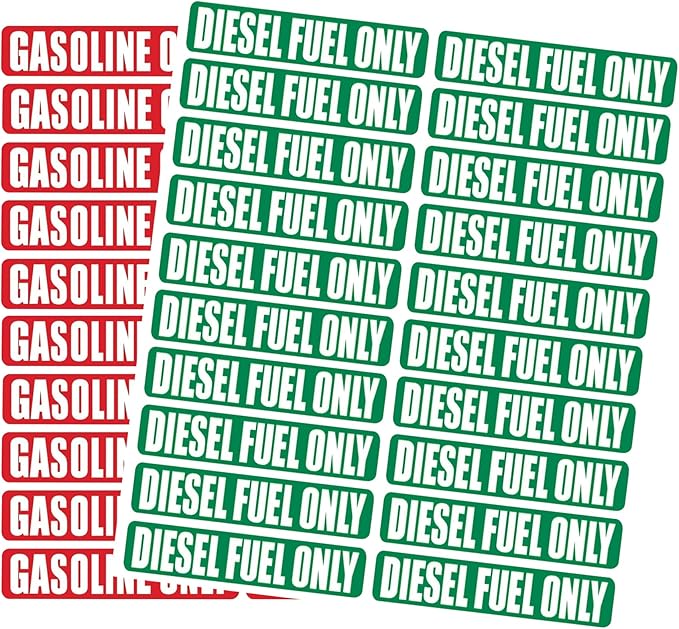 40 Pcs Diesel Fuel & Gasoline Only Stickers for Oil Tank Can Truck Tractor Gas Cap Weatherproof Adhesive Decals