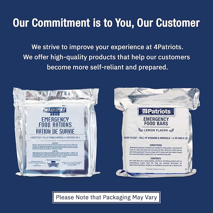 4Patriots Emergency Food Bars: Non-Perishable S.O.S Ration Designed to Last 5 Years, 9 Servings