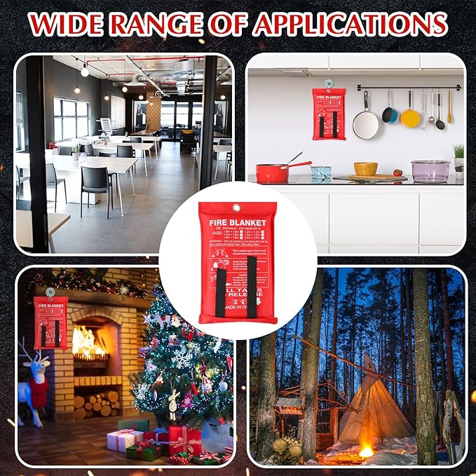 Macarrie 10 Pack 47" x 47" Fire Blanket Emergency for Home Kitchen Safety Suppression Blanket Fiberglass Fireproof Survival for Car Office