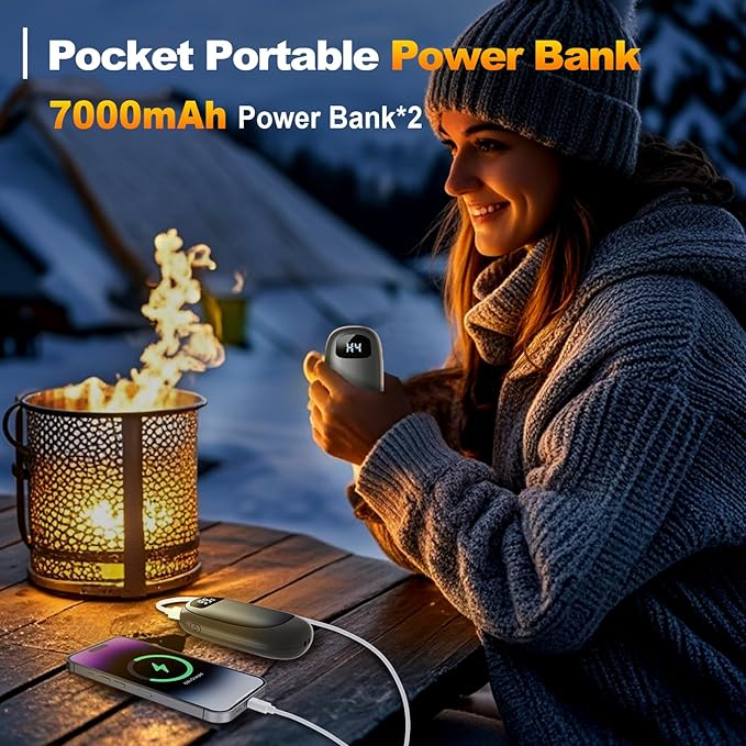 Hand Warmers Rechargeable-Electric Hand Warmers, Max 16 Hrs Warmth Up to 127℉, LED Display & Flashlight, Dual-Side Heating Portable Heater, Hunting Camping Essentials, Gifts for Men Women Raynauds