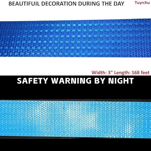 Blue Reflective Tape 3 inch Wide, Outdoor Waterproof High Visibility Warning Industrial Marking Tape, Safety Stickers (168 feet)