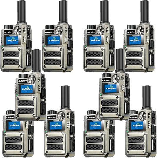 [5000+ Miles Range] Unlimited Range Walkie Talkies 4G LTE Long Range with Nationwide & Global Range via Free SIM Card,SOS Alert Poc Radios for Hiking,Truck Fleet,Construction site (10-Pack)