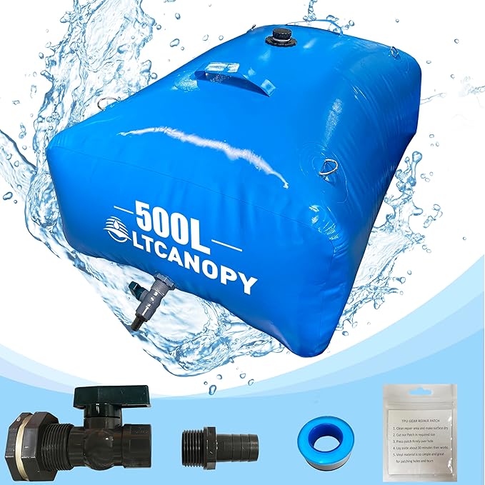 500L/130gal Water Storage Bladder,Large-Capacity Foldable Water Bladder Tanks Container,Collapsible Soft Drought-Resistant Water Bag, fire-Fighting Agricultural use Water Tank(500L)