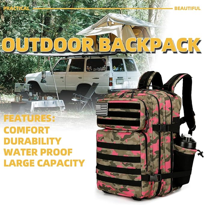 25L Tactical Backpack for Men and Women Military Backpack Small Assault Pack Molle Backpack Bug Out Bag Travel Rucksack Daypack (Pink Camo)